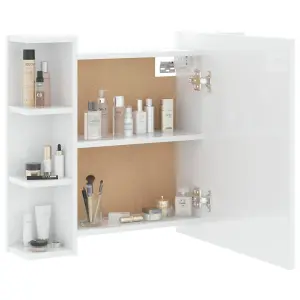 Berkfield Mirror Cabinet with LED High Gloss White 70x16.5x60 cm