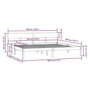 Berkfield Bed Frame Solid Wood Pine 180x200 cm Super King Size