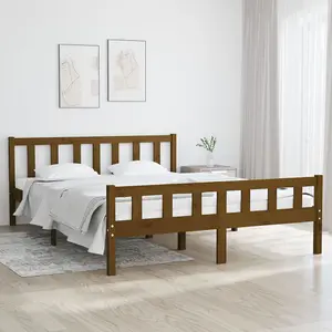 Berkfield Bed Frame Honey Brown Solid Wood 140x200 cm