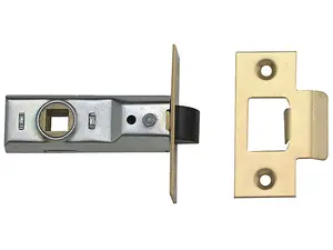 UNION Tubular Mortice Latch 2648 Polished Brass 64mm 2.5in Box