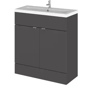 Ceramic 800mm Free-standing Single Vanity Unit Gloss Grey