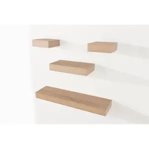 Hudson Shelf Kits, 4 Piece Wall Shelf Kits Oak