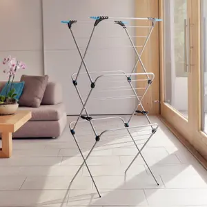 Minky 3 Tier Folding Clothes Airer 21M Drying Space Holds 12 Hangers