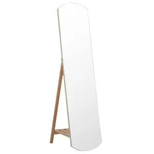 Standing Mirror with Shelf CHERBOURG Wood Light Wood