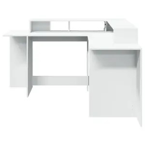 Berkfield Desk with LED Lights White 152x152x91 cm Engineered Wood