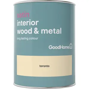 GoodHome Toronto Satin Metal & wood paint, 750ml