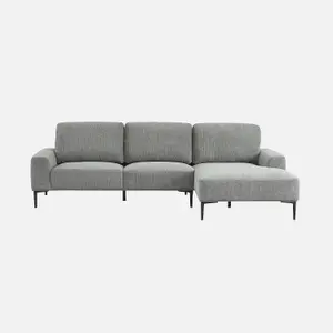 sweeek. 3-seater sofa in fabric and metal right-hand corner Atlanta Charcoal Grey 134x260x84 cm