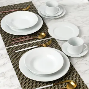 20pc White Round Rimmed Dinner Set