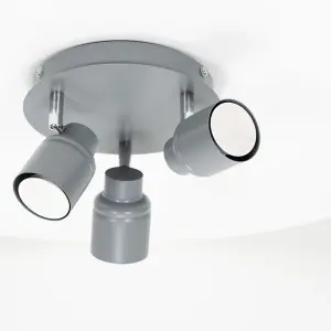 ValueLights Benton Grey Bathroom Ceiling Plate Spotlight