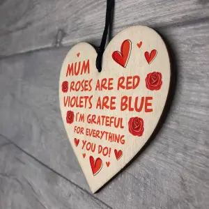 Red Ocean Wooden Heart Gifts for Mum - Perfect Mother's Day Gift To Say Thank You - Mum Birthday Gifts -