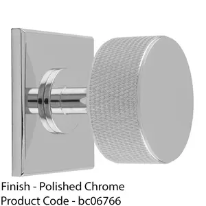 Knurled Radio Cabinet Door Knob & Matching Backplate - Polished Chrome 40 x 40mm