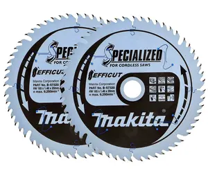 2x Makita B-57320 165mm x 20mm 56 Teeth Efficut Cordless Plunge Saw Blade DSP600