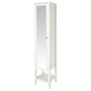 GoodHome Perma Tall Satin White Single Bathroom Cabinet (H)185cm (W)40cm