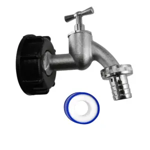 IBC 2 Inch S60X6 Cap with Nickel Plated Bib Tap and Three Quarter Inch Barb Connection