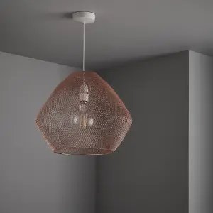 nielsen Emberley Retro Style Copper Metal Mesh Basket Style Ceiling Pendant, 36cm Wide