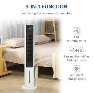 HOMCOM Quiet Air Cooler, Humidifier Evaporative Ice Cooling Fan Bedroom, White