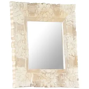 Berkfield Mirror White 50x50 cm Solid Mango Wood