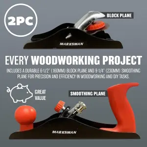 2Pc Lightweight Wood Plane Set Tool Smoothing Woodwork Professional Carving Tool