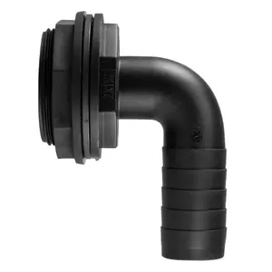 32mm barb outlet Water butt/rain barrel/water storage tank overflow hosetail elbow with nut & washer (requires a  60mm hole)