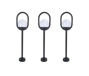 GoodHome Ruble Matt Black LED Outdoor Stake light (D)121mm, Pack of 3