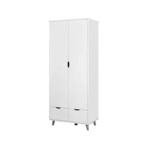 Pulford 2 Door Double Wardrobe In White  Bedroom Furniture Storage Cupboard