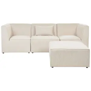 3 Seater Modular Jumbo Cord Sofa with Ottoman Beige LEMVIG