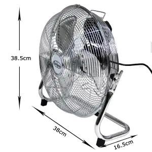 Metal Floor Fan 12" High Velocity 3 Speed Control Air Cooling Gym Home Workshop