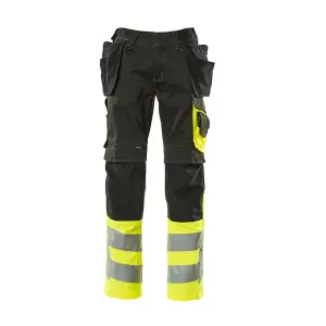 Mascot Safe Supreme Trousers with Holster Pockets (Black/Hi-Vis Yellow)  (35.5) (Leg Length - Regular)