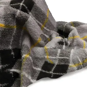 Tartan Check Pattern Luxurious Throws Super Soft Warm Cosy Teddy Sherpa Fleece Sofa and Bed Fleece Blankets Grey (150x200CM)