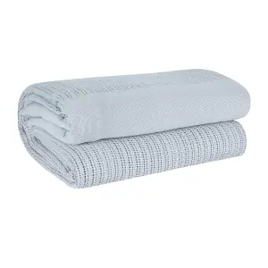 EHC Lightweight Hand Woven Adult Cellular Cotton Blanket, Single 180 x 230 cm - Light Grey