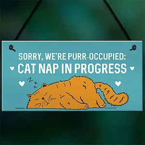 Red Ocean Cat Signs For Home PURR OCCUPIED Hanging Wall Door Sign Funny Cat Sign Funny Cat Gift Pet Gift Birthday Gift