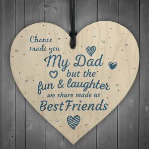 Red Ocean Chance Made You My Dad Fathers Day Wooden Hanging Heart Sign Keepsake Gift From Daughter Son