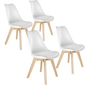 Dining Chairs Frederikke Set of 4 - padded, ergonomic shape - white