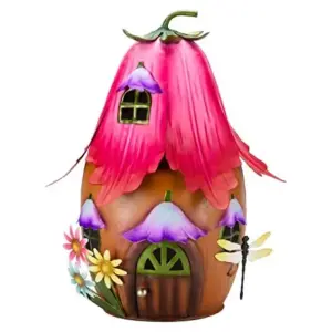 Novelty Garden Ornaments Waterproof Fushia Foyer Fairy House Outdoor Decoration Fun Metal Hand Painted Decor Weatherproof