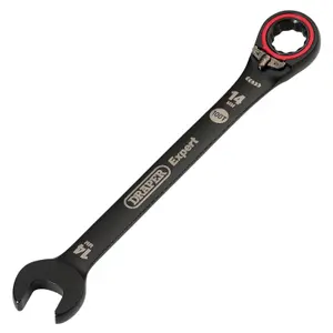 Draper Expert HI-TORQ  Metric Reversible Ratchet Combination Spanner, 14mm, Black 03904