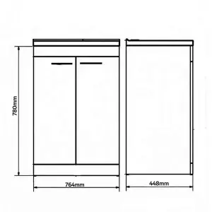 Bathroom 2-Door Floor Standing Vanity Unit with Basin 800mm Wide White 1 Tap Hole - Basalt Grey - Brassware Not Included