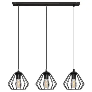 Luminosa Agat Straight Bar Pendant Ceiling Light Black 65cm