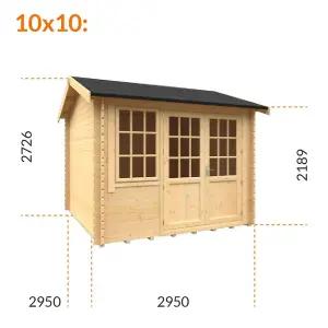 10ft x 10ft (2950mm x 2950mm) Horsforth "The Tallahassee" 28mm Log Cabin With 1 Window