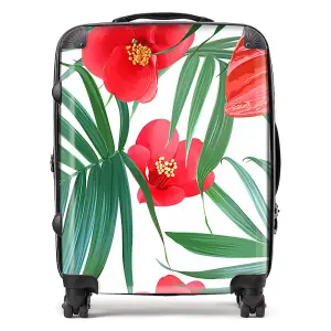 Tropical Flowers And Palm Leaves Hawaiian Suitcase - Large