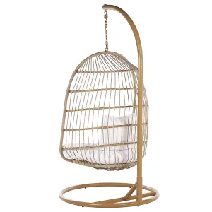 Hanging Chair with Stand ALLERA PE Rattan Beige