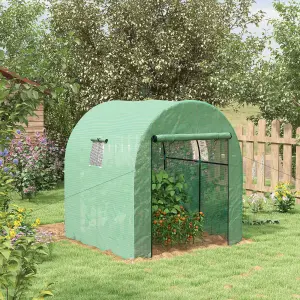 Outsunny 1.8 x 1.8 x 2m Polytunnel Greenhouse with Doors and Mesh Windows