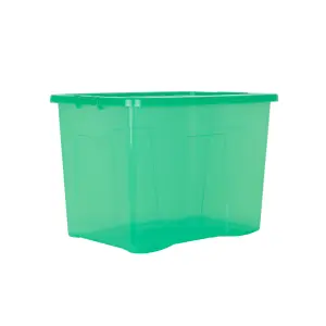 Wham Crystal 8 x 80L Plastic Storage Boxes with Lids. Large Size, Strong. Made in the UK Tint Leprechaun Green