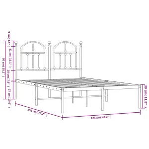 Berkfield Metal Bed Frame with Headboard Black 120x190 cm