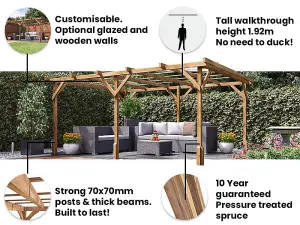 Dunster House Wooden Pergola Garden Plants Frame Utopia 4m x 3m (13' x 10')