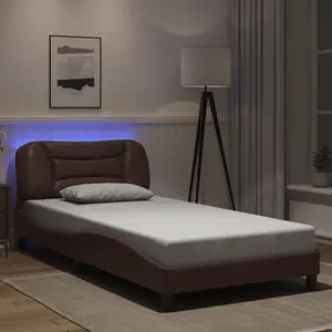 Berkfield Bed Frame with LED without Mattress Brown 100x200 cm