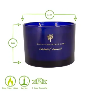 Nicola Spring - Soy Wax Scented Candle - 350g - Patchouli & Rosewood