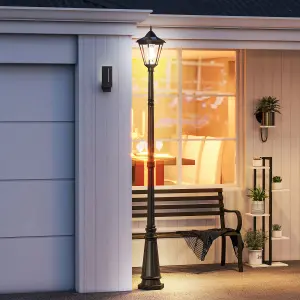 Outsunny 2.4m Garden Lamp Post Light LED Solar Powered Patio Path Lighting Lamp