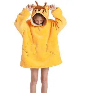 Yellow Deer Oversized Kids Blanket Hoodie