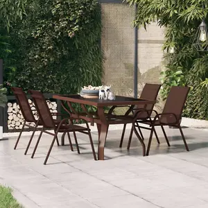 Berkfield Garden Table Brown and Black 140x70x70 cm Steel and Glass