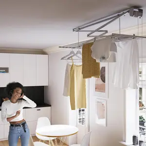 Mini 120, Retractable and foldable vertical ceiling dryer, Grey 128x54x25 cm